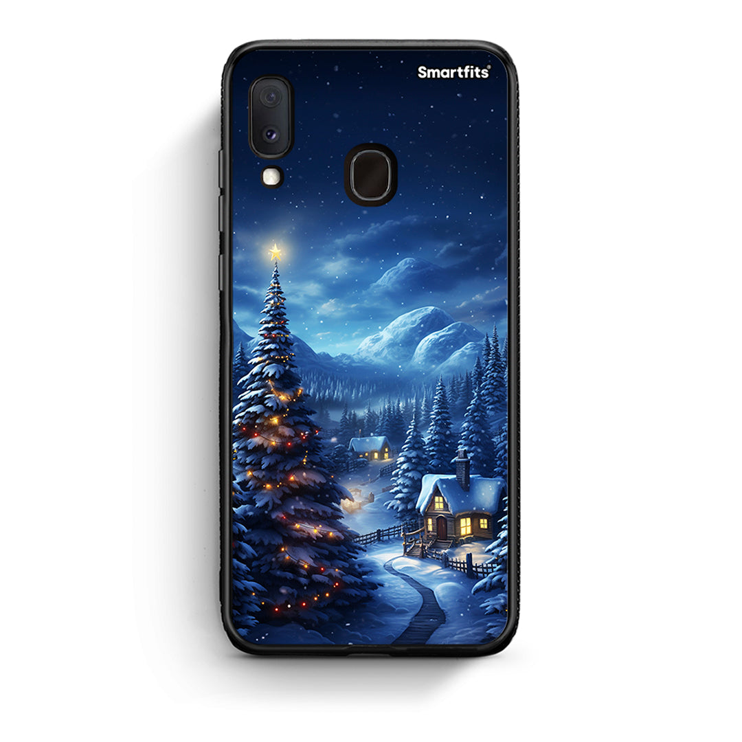 Samsung A20e Christmas Scenery θήκη από τη Smartfits με σχέδιο στο πίσω μέρος και μαύρο περίβλημα | Smartphone case with colorful back and black bezels by Smartfits