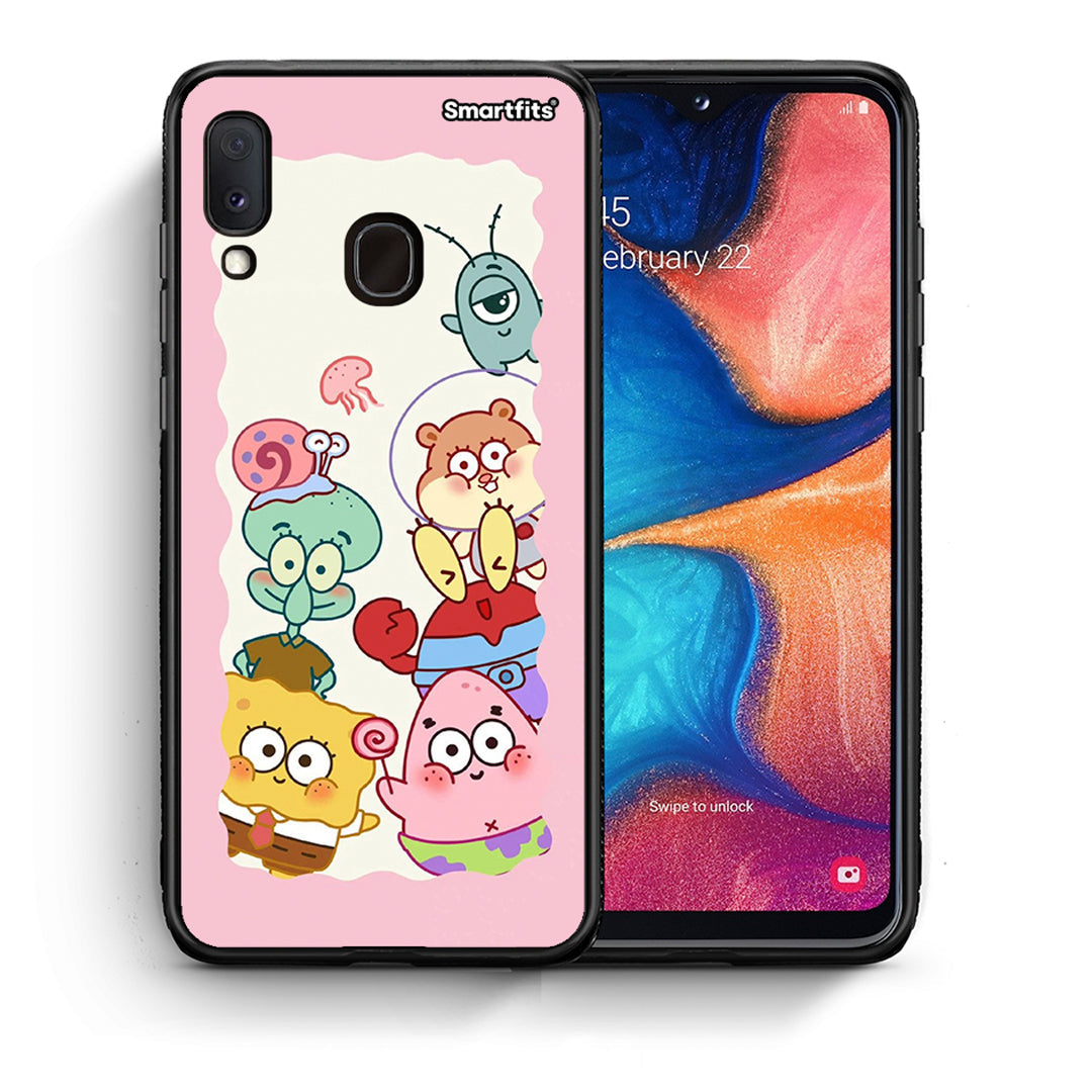 Θήκη Samsung Galaxy A30 Cute Companion από τη Smartfits με σχέδιο στο πίσω μέρος και μαύρο περίβλημα | Samsung Galaxy A30 Cute Companion case with colorful back and black bezels