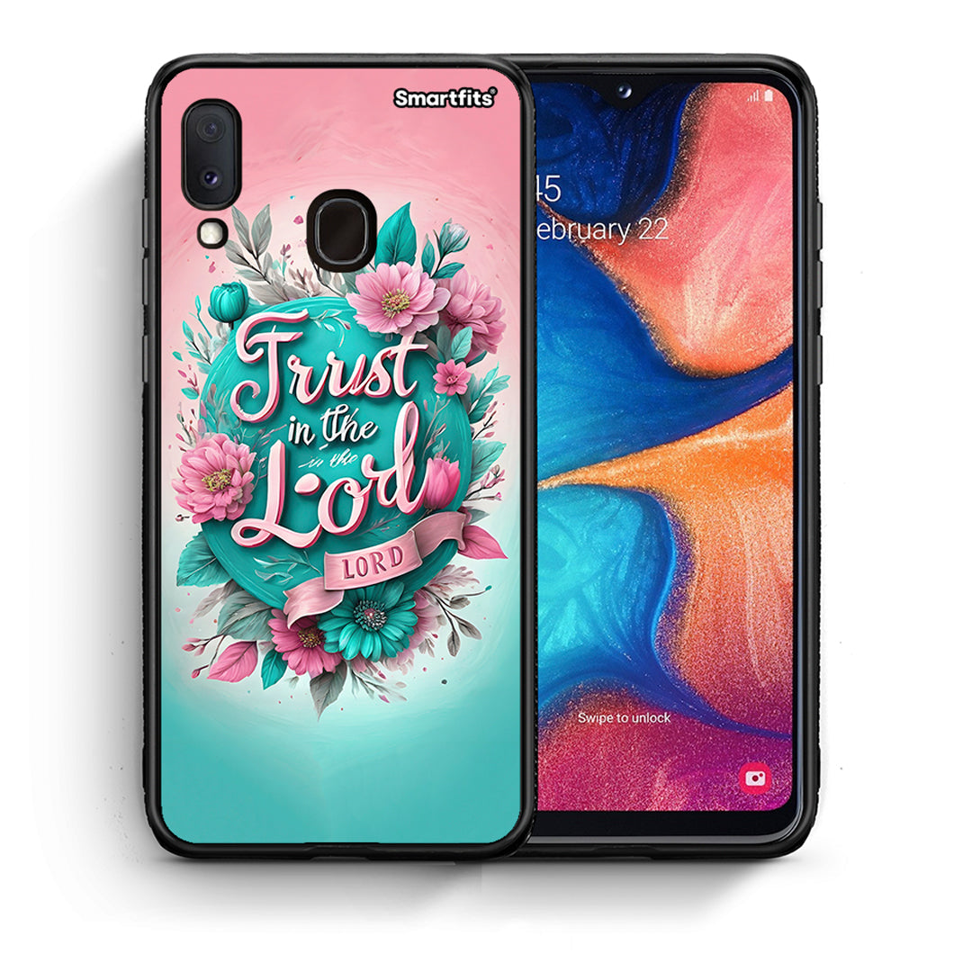 Θήκη Samsung A20e Lord Trust από τη Smartfits με σχέδιο στο πίσω μέρος και μαύρο περίβλημα | Samsung A20e Lord Trust case with colorful back and black bezels