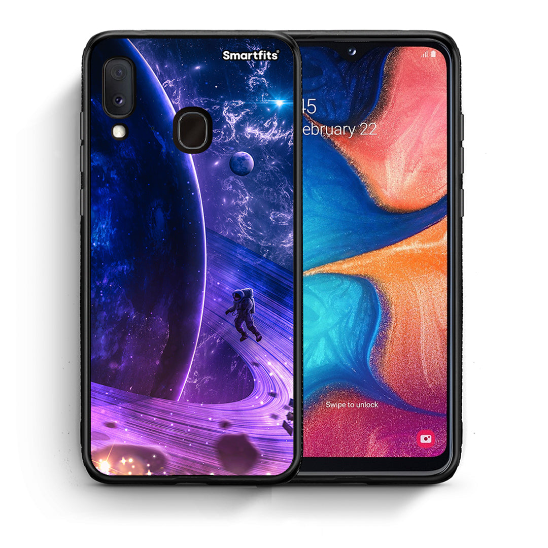 Θήκη Samsung Galaxy A30 Lost Astronaut από τη Smartfits με σχέδιο στο πίσω μέρος και μαύρο περίβλημα | Samsung Galaxy A30 Lost Astronaut case with colorful back and black bezels