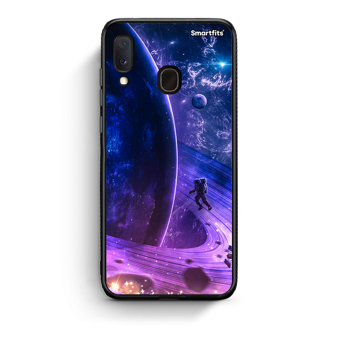 Samsung A20e Lost Astronaut θήκη από τη Smartfits με σχέδιο στο πίσω μέρος και μαύρο περίβλημα | Smartphone case with colorful back and black bezels by Smartfits