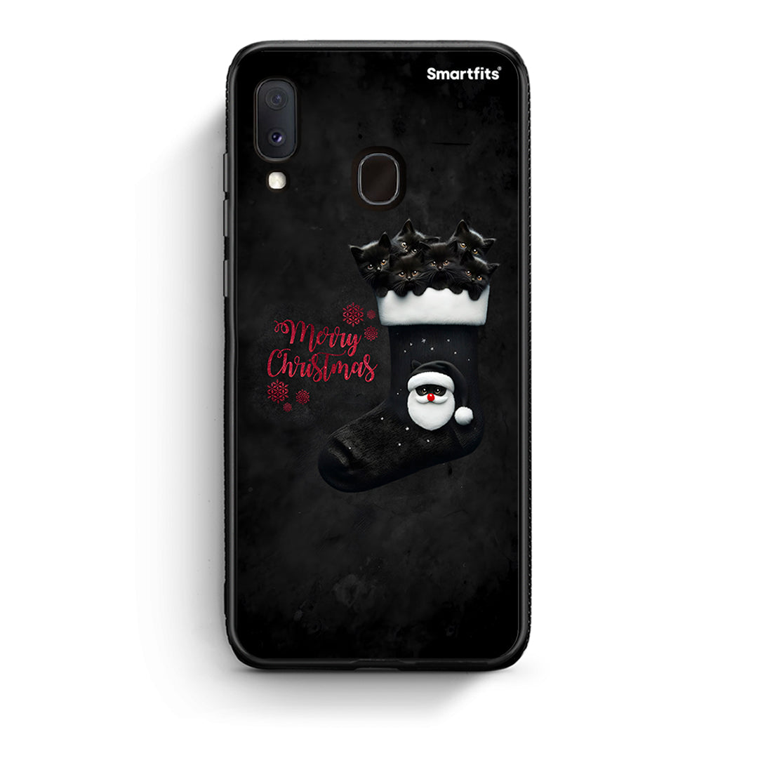 Samsung Galaxy A30 Merry Cat Christmas θήκη από τη Smartfits με σχέδιο στο πίσω μέρος και μαύρο περίβλημα | Smartphone case with colorful back and black bezels by Smartfits