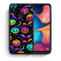 Thumbnail for Θήκη Samsung A20e Neon Halloween από τη Smartfits με σχέδιο στο πίσω μέρος και μαύρο περίβλημα | Samsung A20e Neon Halloween case with colorful back and black bezels