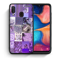 Thumbnail for Θήκη Samsung A20e Purple Aesthetic Collage από τη Smartfits με σχέδιο στο πίσω μέρος και μαύρο περίβλημα | Samsung A20e Purple Aesthetic Collage case with colorful back and black bezels