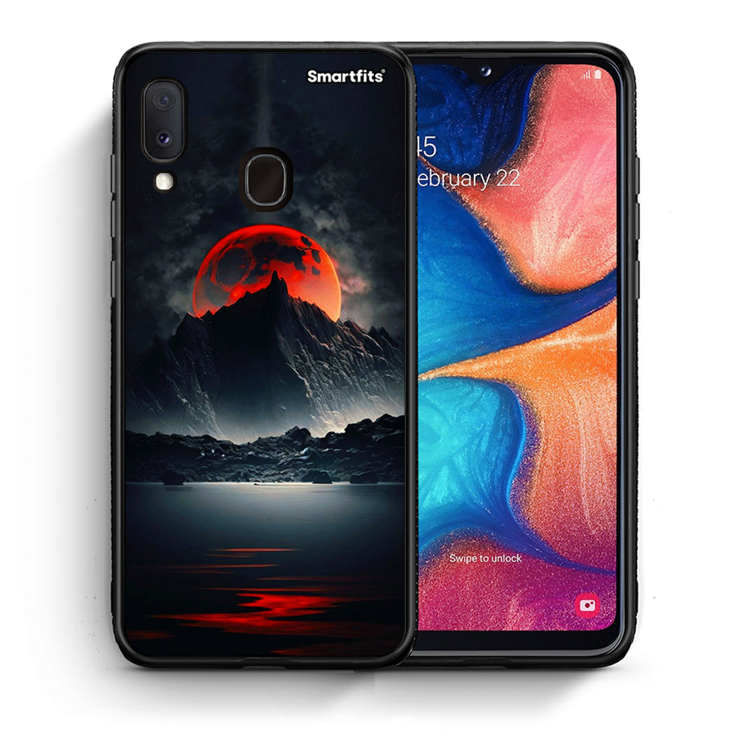 Θήκη Samsung Galaxy M20 Red Full Moon από τη Smartfits με σχέδιο στο πίσω μέρος και μαύρο περίβλημα | Samsung Galaxy M20 Red Full Moon case with colorful back and black bezels