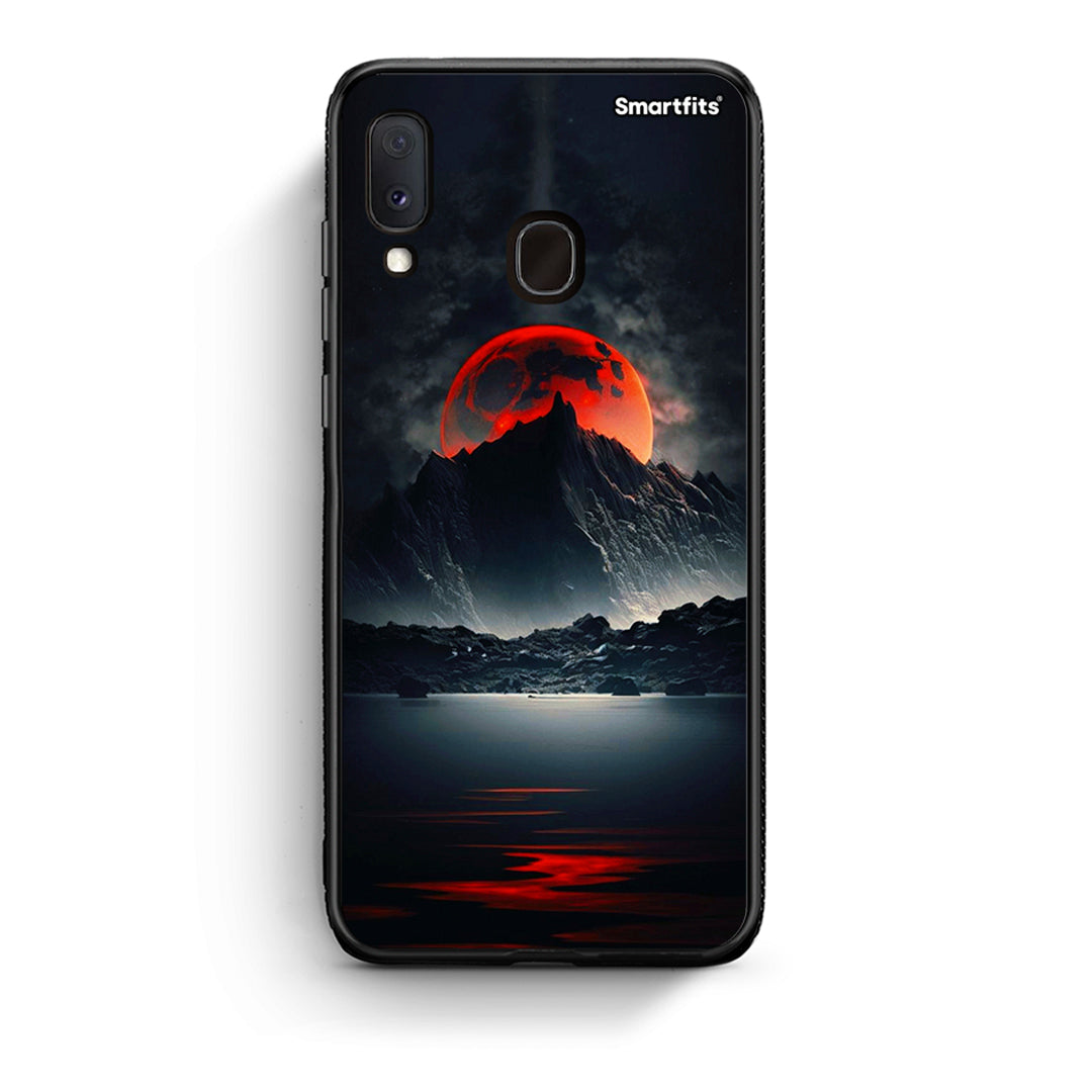 Samsung Galaxy M20 Red Full Moon θήκη από τη Smartfits με σχέδιο στο πίσω μέρος και μαύρο περίβλημα | Smartphone case with colorful back and black bezels by Smartfits