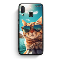 Thumbnail for Samsung A20e Summer Cat θήκη από τη Smartfits με σχέδιο στο πίσω μέρος και μαύρο περίβλημα | Smartphone case with colorful back and black bezels by Smartfits