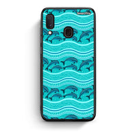 Thumbnail for Samsung A20e Swimming Dolphins θήκη από τη Smartfits με σχέδιο στο πίσω μέρος και μαύρο περίβλημα | Smartphone case with colorful back and black bezels by Smartfits