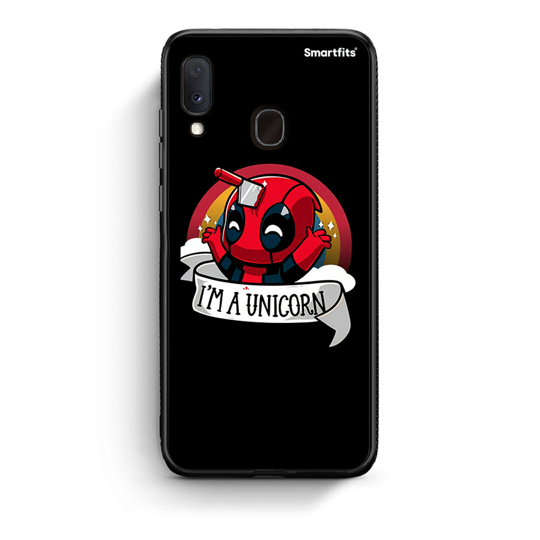 Samsung Galaxy A30 Unicorn Deadpool θήκη από τη Smartfits με σχέδιο στο πίσω μέρος και μαύρο περίβλημα | Smartphone case with colorful back and black bezels by Smartfits