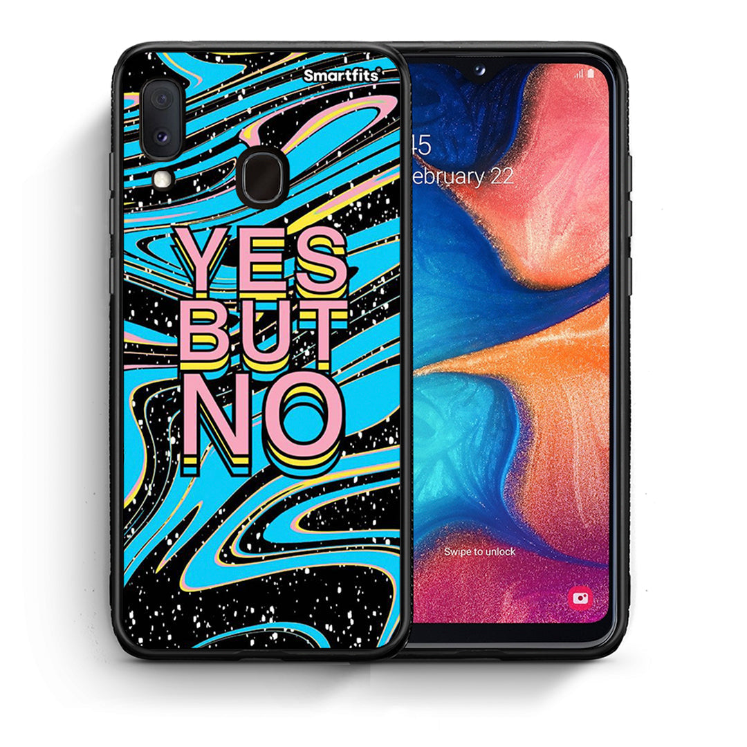 Θήκη Samsung Galaxy M20 Yes But No από τη Smartfits με σχέδιο στο πίσω μέρος και μαύρο περίβλημα | Samsung Galaxy M20 Yes But No case with colorful back and black bezels