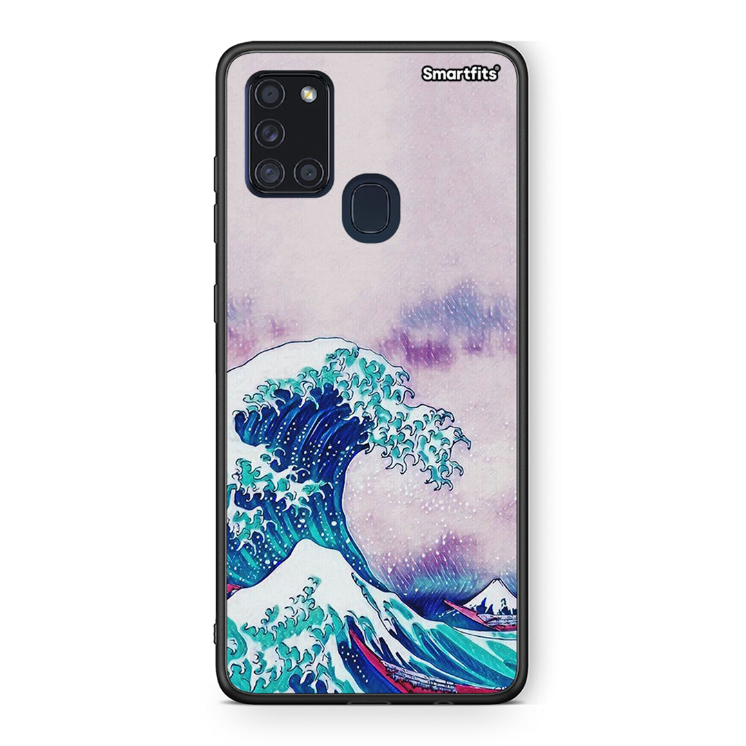 Samsung A21s Blue Waves θήκη από τη Smartfits με σχέδιο στο πίσω μέρος και μαύρο περίβλημα | Smartphone case with colorful back and black bezels by Smartfits