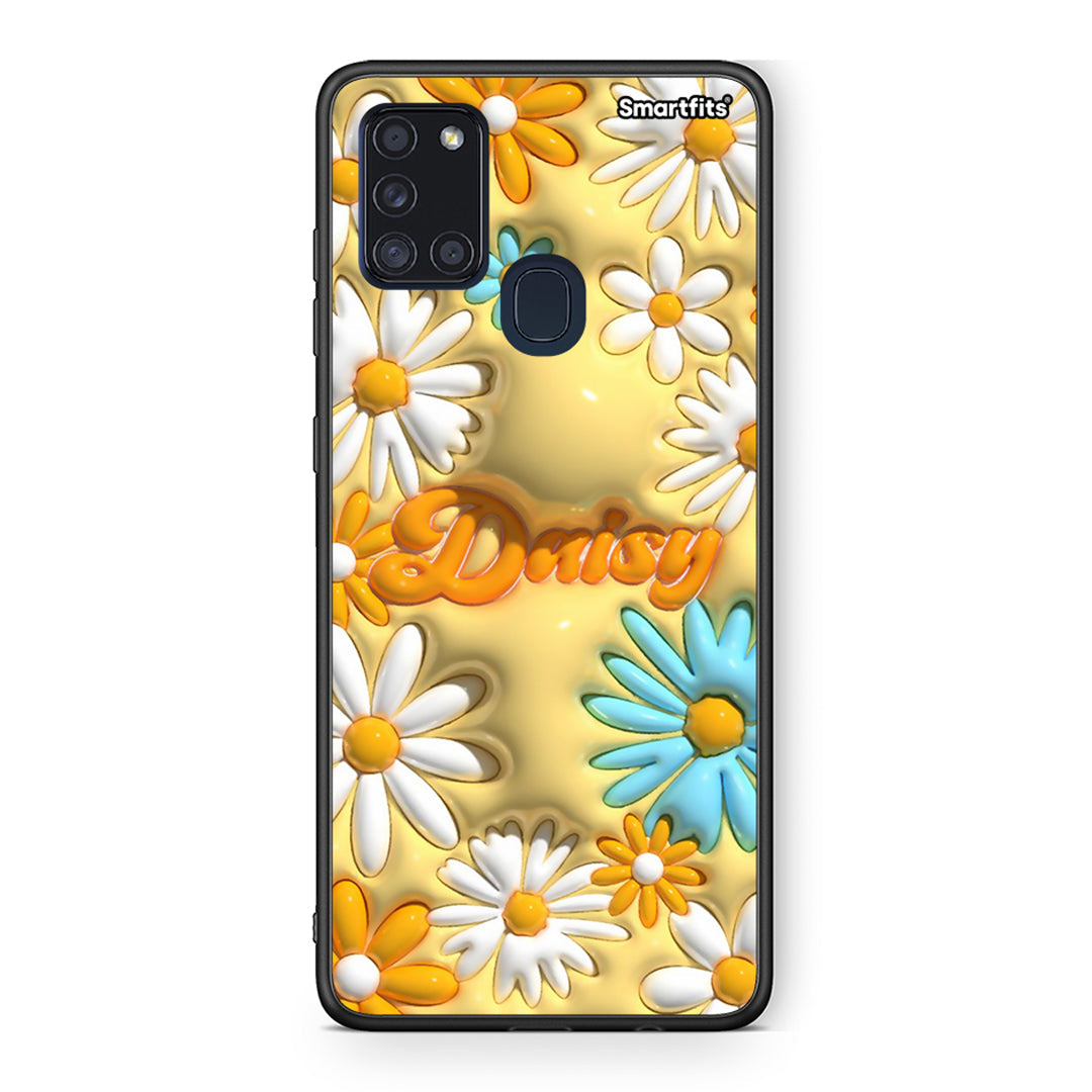 Samsung A21s Bubble Daisies θήκη από τη Smartfits με σχέδιο στο πίσω μέρος και μαύρο περίβλημα | Smartphone case with colorful back and black bezels by Smartfits