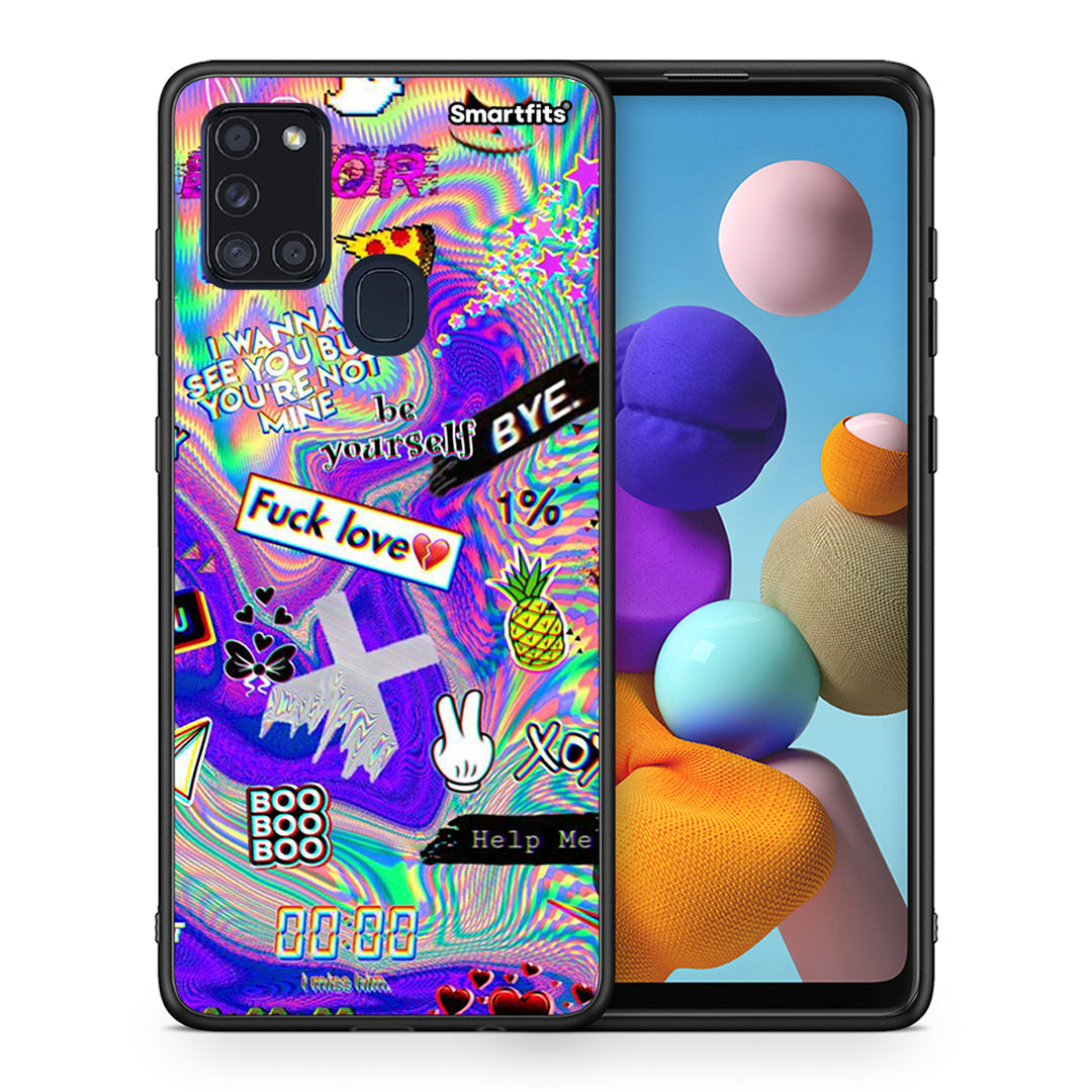 Θήκη Samsung A21s Game Over από τη Smartfits με σχέδιο στο πίσω μέρος και μαύρο περίβλημα | Samsung A21s Game Over case with colorful back and black bezels