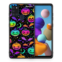 Thumbnail for Θήκη Samsung A21s Neon Halloween από τη Smartfits με σχέδιο στο πίσω μέρος και μαύρο περίβλημα | Samsung A21s Neon Halloween case with colorful back and black bezels