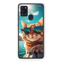 Thumbnail for Samsung A21s Summer Cat θήκη από τη Smartfits με σχέδιο στο πίσω μέρος και μαύρο περίβλημα | Smartphone case with colorful back and black bezels by Smartfits