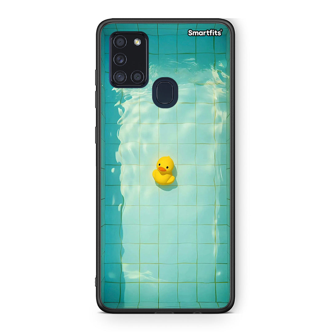 Samsung A21s Yellow Duck θήκη από τη Smartfits με σχέδιο στο πίσω μέρος και μαύρο περίβλημα | Smartphone case with colorful back and black bezels by Smartfits
