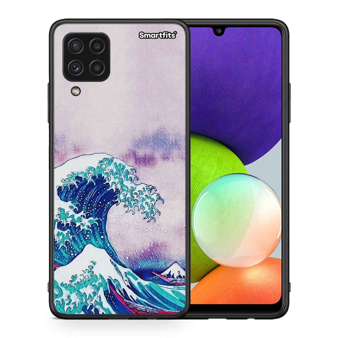 Θήκη Samsung A22 4G Blue Waves από τη Smartfits με σχέδιο στο πίσω μέρος και μαύρο περίβλημα | Samsung A22 4G Blue Waves case with colorful back and black bezels