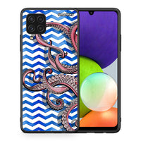 Thumbnail for Θήκη Samsung A22 4G Chevron Devilfish από τη Smartfits με σχέδιο στο πίσω μέρος και μαύρο περίβλημα | Samsung A22 4G Chevron Devilfish case with colorful back and black bezels