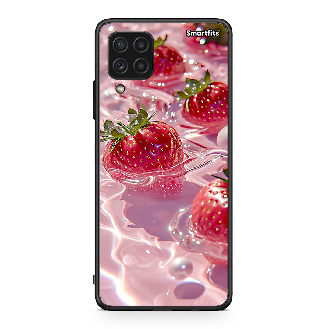 Samsung A22 4G Juicy Strawberries θήκη από τη Smartfits με σχέδιο στο πίσω μέρος και μαύρο περίβλημα | Smartphone case with colorful back and black bezels by Smartfits