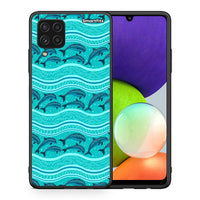 Thumbnail for Θήκη Samsung A22 4G Swimming Dolphins από τη Smartfits με σχέδιο στο πίσω μέρος και μαύρο περίβλημα | Samsung A22 4G Swimming Dolphins case with colorful back and black bezels