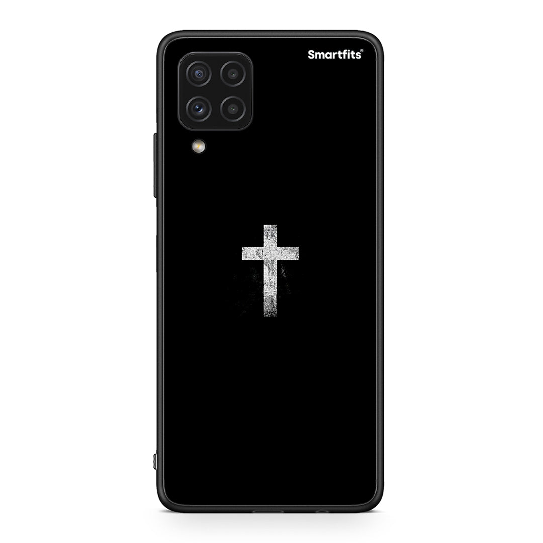 Samsung A22 4G White Cross θήκη από τη Smartfits με σχέδιο στο πίσω μέρος και μαύρο περίβλημα | Smartphone case with colorful back and black bezels by Smartfits