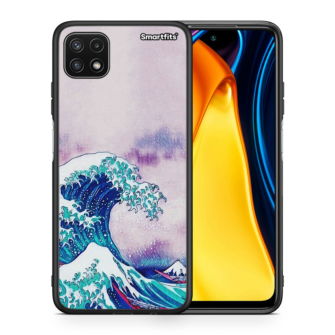 Θήκη Samsung A22 5G Blue Waves από τη Smartfits με σχέδιο στο πίσω μέρος και μαύρο περίβλημα | Samsung A22 5G Blue Waves case with colorful back and black bezels