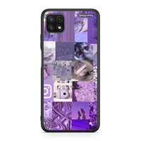 Thumbnail for Samsung A22 5G Purple Aesthetic Collage θήκη από τη Smartfits με σχέδιο στο πίσω μέρος και μαύρο περίβλημα | Smartphone case with colorful back and black bezels by Smartfits