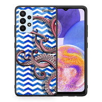 Thumbnail for Θήκη Samsung A23 Chevron Devilfish από τη Smartfits με σχέδιο στο πίσω μέρος και μαύρο περίβλημα | Samsung A23 Chevron Devilfish case with colorful back and black bezels