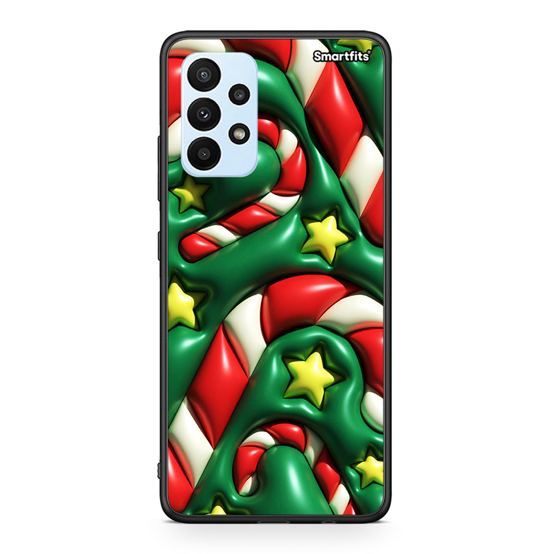 Samsung A23 Christmas Bubbles θήκη από τη Smartfits με σχέδιο στο πίσω μέρος και μαύρο περίβλημα | Smartphone case with colorful back and black bezels by Smartfits