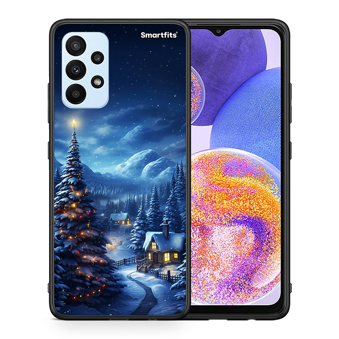 Θήκη Samsung A23 Christmas Scenery από τη Smartfits με σχέδιο στο πίσω μέρος και μαύρο περίβλημα | Samsung A23 Christmas Scenery case with colorful back and black bezels