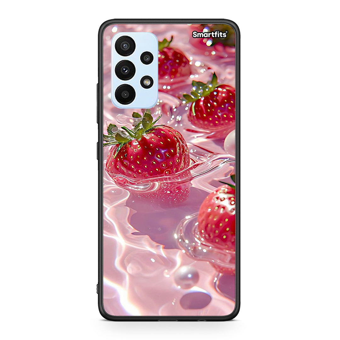 Samsung A23 Juicy Strawberries θήκη από τη Smartfits με σχέδιο στο πίσω μέρος και μαύρο περίβλημα | Smartphone case with colorful back and black bezels by Smartfits