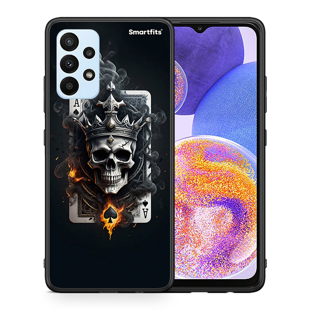 Θήκη Samsung A23 Skull King Ace από τη Smartfits με σχέδιο στο πίσω μέρος και μαύρο περίβλημα | Samsung A23 Skull King Ace case with colorful back and black bezels