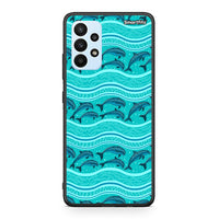 Thumbnail for Samsung A23 Swimming Dolphins θήκη από τη Smartfits με σχέδιο στο πίσω μέρος και μαύρο περίβλημα | Smartphone case with colorful back and black bezels by Smartfits