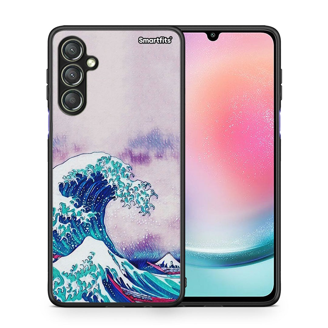 Θήκη Samsung Galaxy A24 4G Blue Waves από τη Smartfits με σχέδιο στο πίσω μέρος και μαύρο περίβλημα | Samsung Galaxy A24 4G Blue Waves Case with Colorful Back and Black Bezels