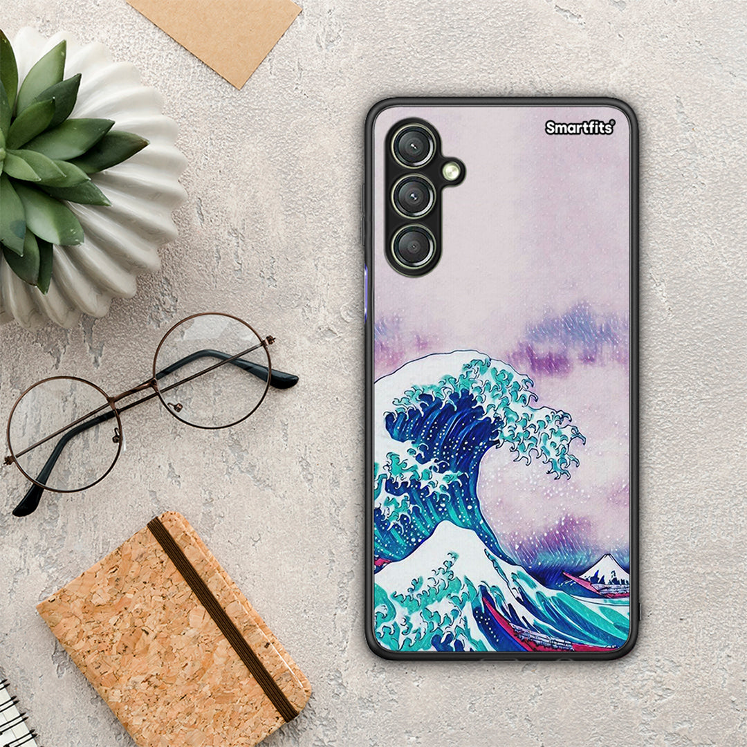 Θήκη Samsung Galaxy A24 4G Blue Waves από τη Smartfits με σχέδιο στο πίσω μέρος και μαύρο περίβλημα | Samsung Galaxy A24 4G Blue Waves Case with Colorful Back and Black Bezels