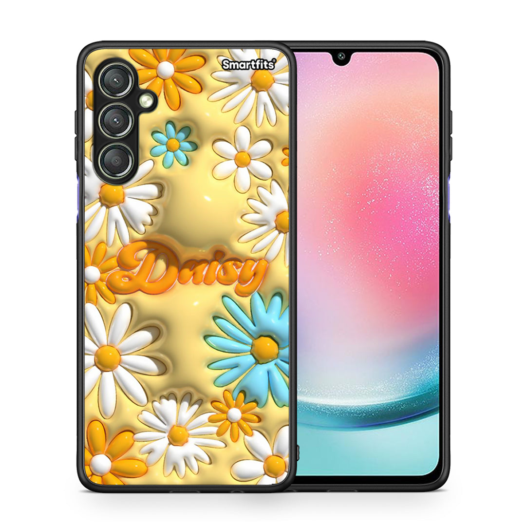 Θήκη Samsung Galaxy A24 4G Bubble Daisies από τη Smartfits με σχέδιο στο πίσω μέρος και μαύρο περίβλημα | Samsung Galaxy A24 4G Bubble Daisies Case with Colorful Back and Black Bezels