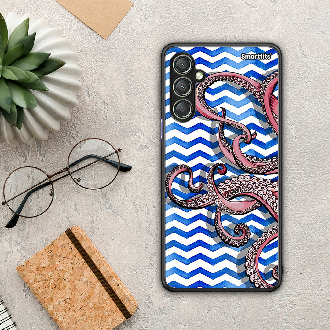 Θήκη Samsung Galaxy A24 4G Chevron Devilfish από τη Smartfits με σχέδιο στο πίσω μέρος και μαύρο περίβλημα | Samsung Galaxy A24 4G Chevron Devilfish Case with Colorful Back and Black Bezels