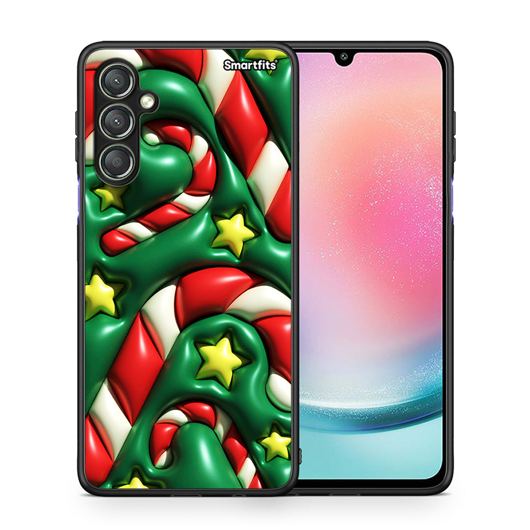 Θήκη Samsung Galaxy A24 4G Christmas Bubbles από τη Smartfits με σχέδιο στο πίσω μέρος και μαύρο περίβλημα | Samsung Galaxy A24 4G Christmas Bubbles Case with Colorful Back and Black Bezels