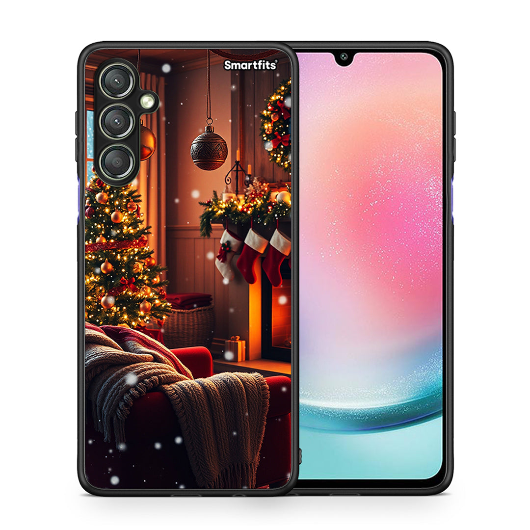 Θήκη Samsung Galaxy A24 4G Home For Christmas από τη Smartfits με σχέδιο στο πίσω μέρος και μαύρο περίβλημα | Samsung Galaxy A24 4G Home For Christmas Case with Colorful Back and Black Bezels