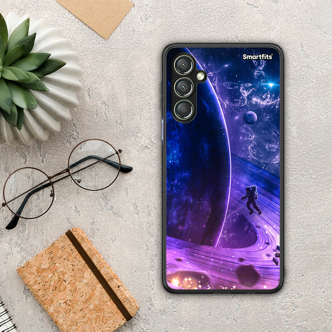 Θήκη Samsung Galaxy A24 4G Lost Astronaut από τη Smartfits με σχέδιο στο πίσω μέρος και μαύρο περίβλημα | Samsung Galaxy A24 4G Lost Astronaut Case with Colorful Back and Black Bezels