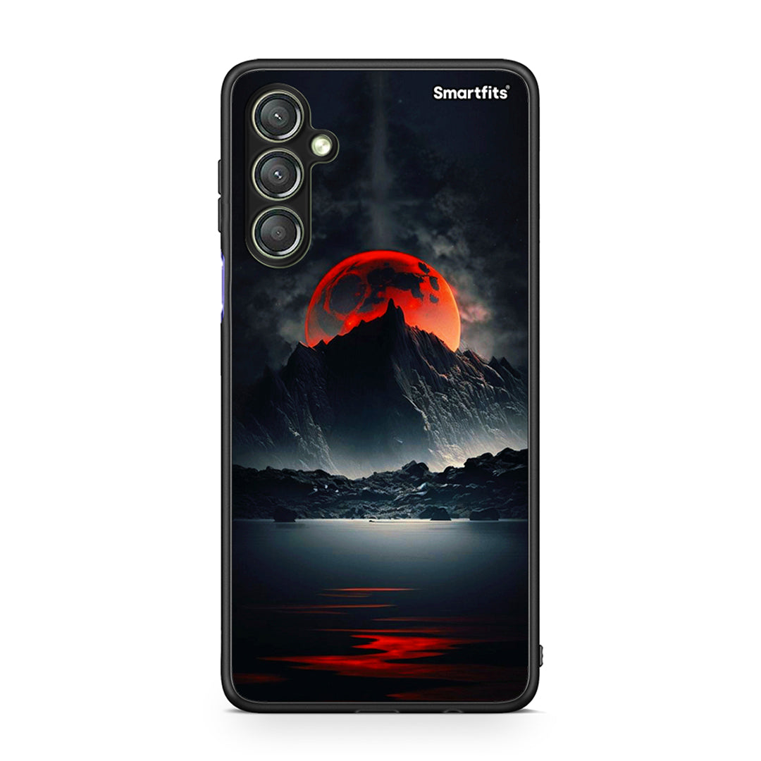 Θήκη Samsung Galaxy A24 4G Red Full Moon από τη Smartfits με σχέδιο στο πίσω μέρος και μαύρο περίβλημα | Samsung Galaxy A24 4G Red Full Moon Case with Colorful Back and Black Bezels