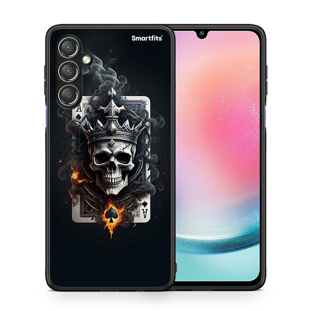 Θήκη Samsung Galaxy A24 4G Skull King Ace από τη Smartfits με σχέδιο στο πίσω μέρος και μαύρο περίβλημα | Samsung Galaxy A24 4G Skull King Ace Case with Colorful Back and Black Bezels