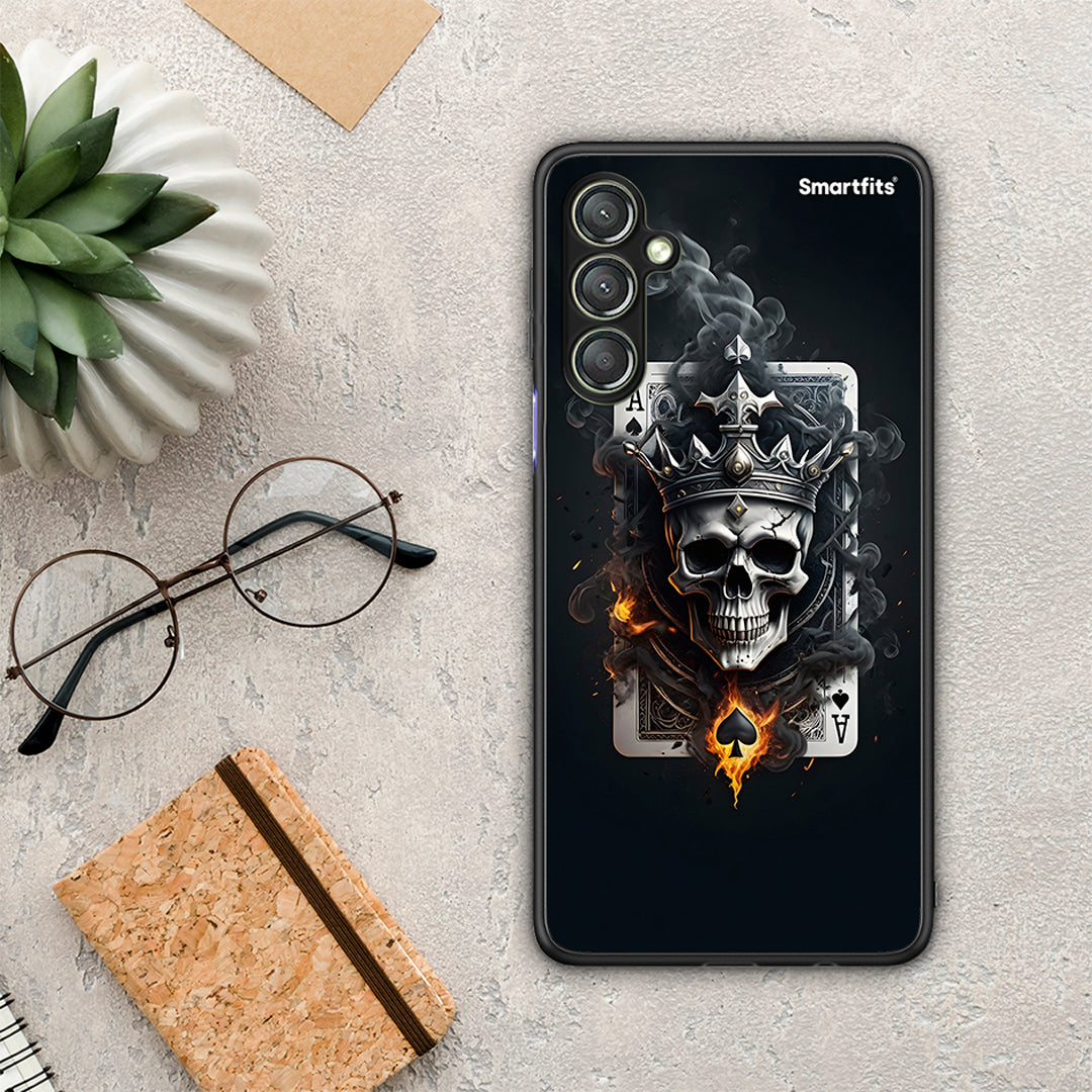 Θήκη Samsung Galaxy A24 4G Skull King Ace από τη Smartfits με σχέδιο στο πίσω μέρος και μαύρο περίβλημα | Samsung Galaxy A24 4G Skull King Ace Case with Colorful Back and Black Bezels