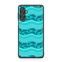 Thumbnail for Θήκη Samsung Galaxy A24 4G Swimming Dolphins από τη Smartfits με σχέδιο στο πίσω μέρος και μαύρο περίβλημα | Samsung Galaxy A24 4G Swimming Dolphins Case with Colorful Back and Black Bezels