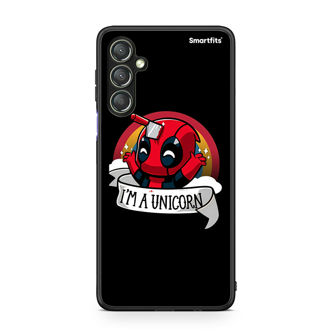 Θήκη Samsung Galaxy A24 4G Unicorn Deadpool από τη Smartfits με σχέδιο στο πίσω μέρος και μαύρο περίβλημα | Samsung Galaxy A24 4G Unicorn Deadpool Case with Colorful Back and Black Bezels