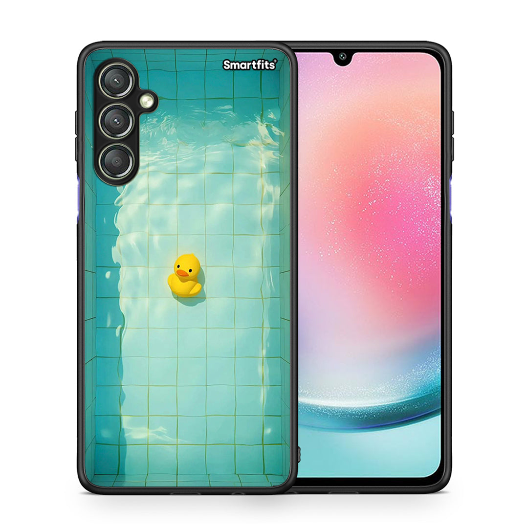 Θήκη Samsung Galaxy A24 4G Yellow Duck από τη Smartfits με σχέδιο στο πίσω μέρος και μαύρο περίβλημα | Samsung Galaxy A24 4G Yellow Duck Case with Colorful Back and Black Bezels