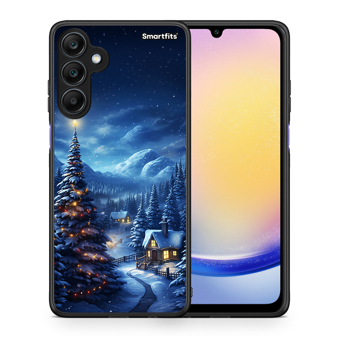 Θήκη Samsung Galaxy A25 5G Christmas Scenery από τη Smartfits με σχέδιο στο πίσω μέρος και μαύρο περίβλημα | Samsung Galaxy A25 5G Christmas Scenery case with colorful back and black bezels