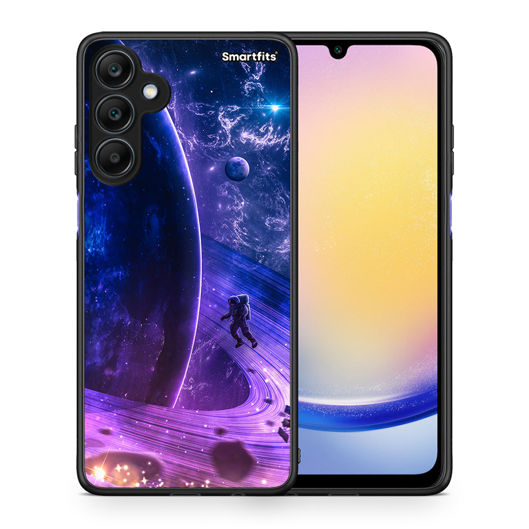 Θήκη Samsung Galaxy A25 5G Lost Astronaut από τη Smartfits με σχέδιο στο πίσω μέρος και μαύρο περίβλημα | Samsung Galaxy A25 5G Lost Astronaut case with colorful back and black bezels