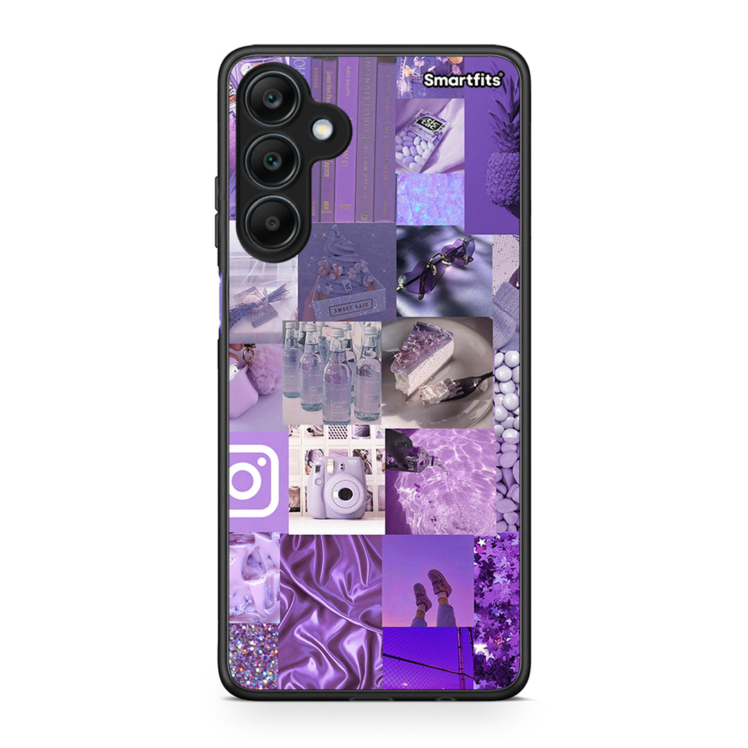 Samsung Galaxy A25 5G Purple Aesthetic Collage θήκη από τη Smartfits με σχέδιο στο πίσω μέρος και μαύρο περίβλημα | Smartphone case with colorful back and black bezels by Smartfits