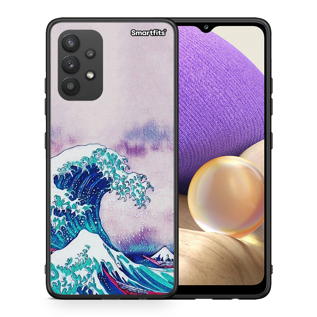 Θήκη Samsung A32 4G Blue Waves από τη Smartfits με σχέδιο στο πίσω μέρος και μαύρο περίβλημα | Samsung A32 4G Blue Waves case with colorful back and black bezels